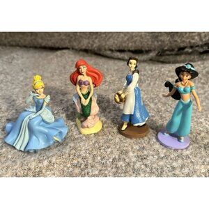 Disney Princess Figurine Set Ariel Jasmine Cinderella Belle Collectible 4-Piece